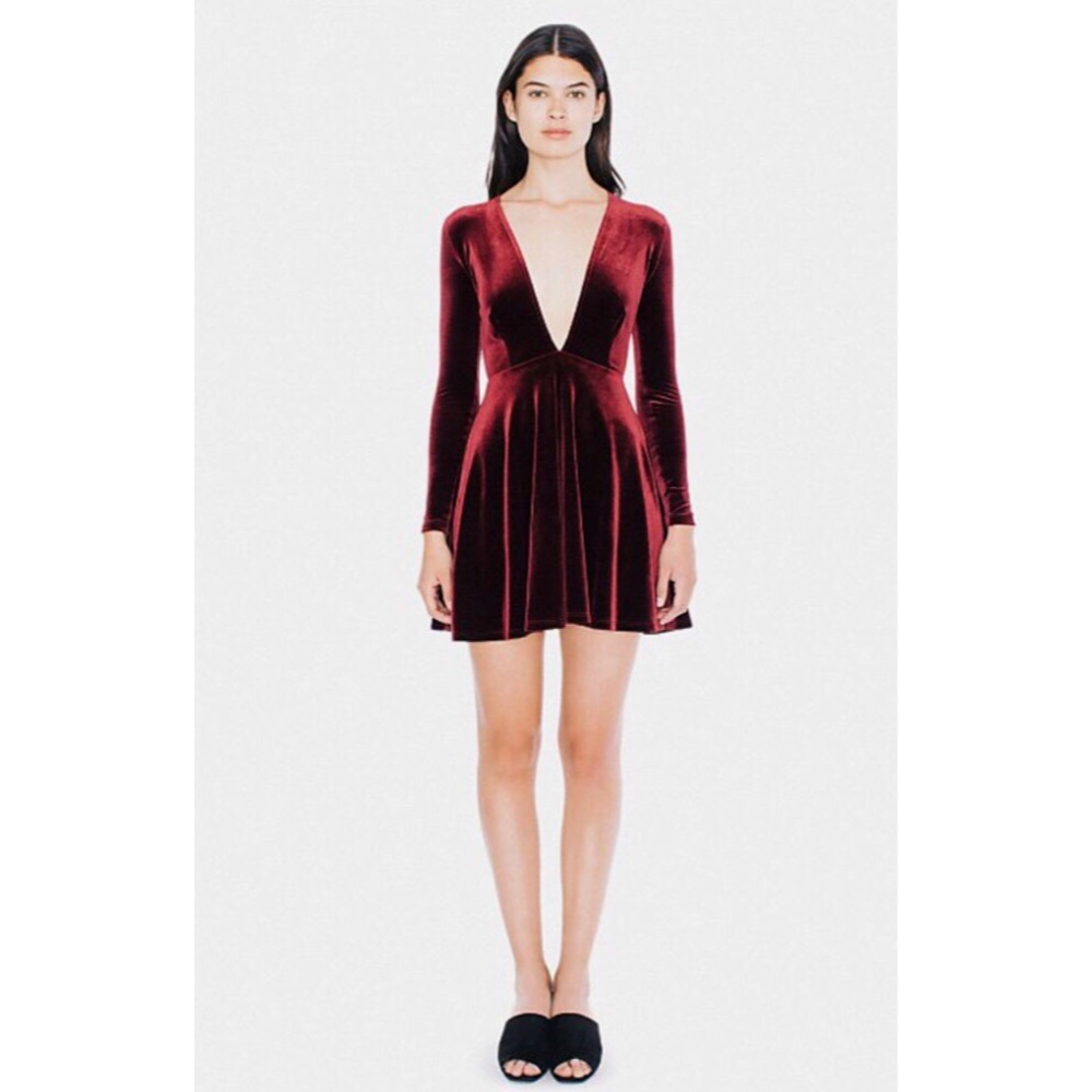 Velvet Deep V Skater Dress